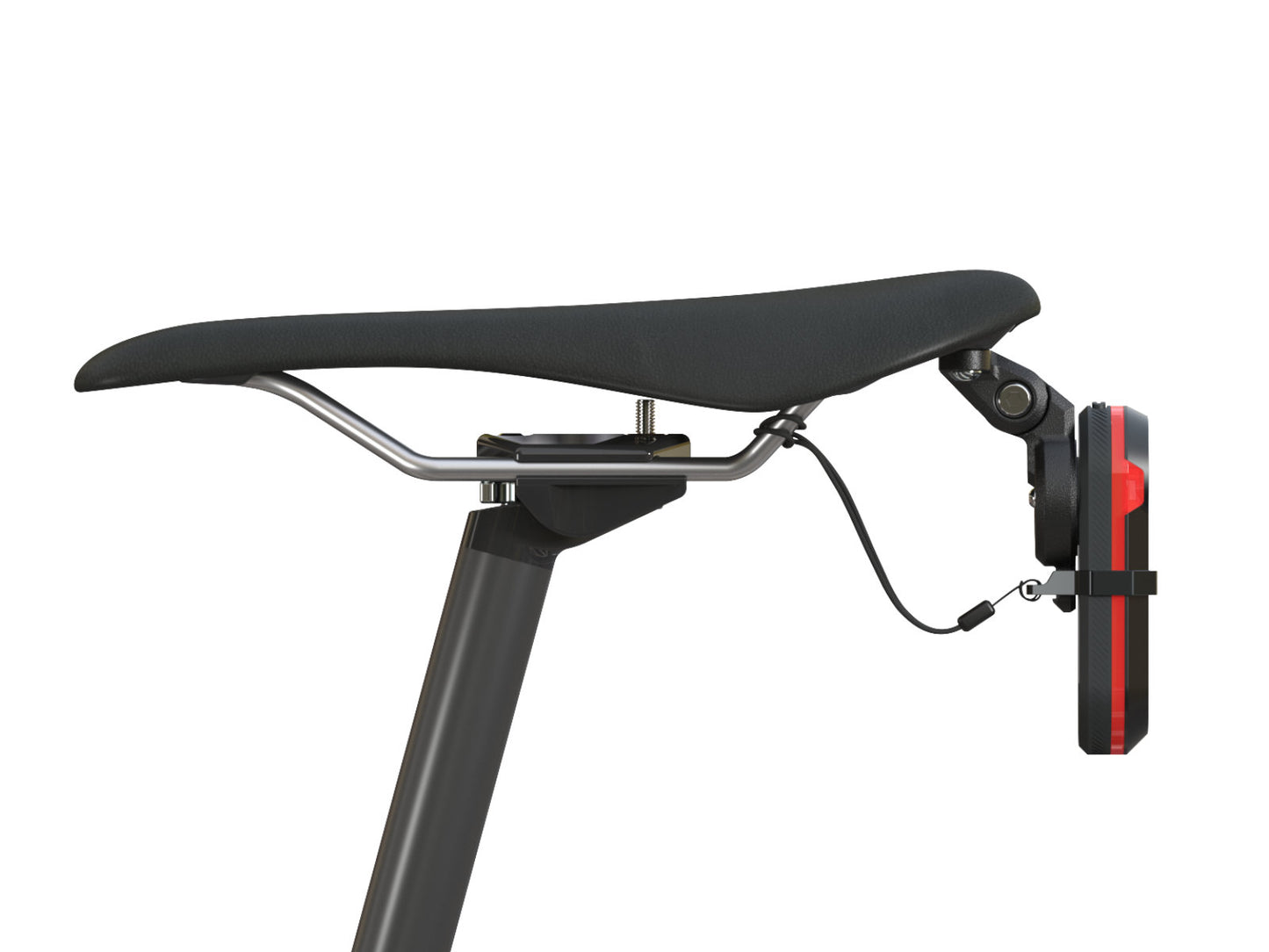 Trek Bontrager mount kits installed on a Blendr equipped saddle with rear light attachment.